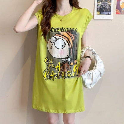 真夏も快適 着心地良い ファッション感満々 プリント全4色 ノースリーブ Tシャツ カットソーE-9161