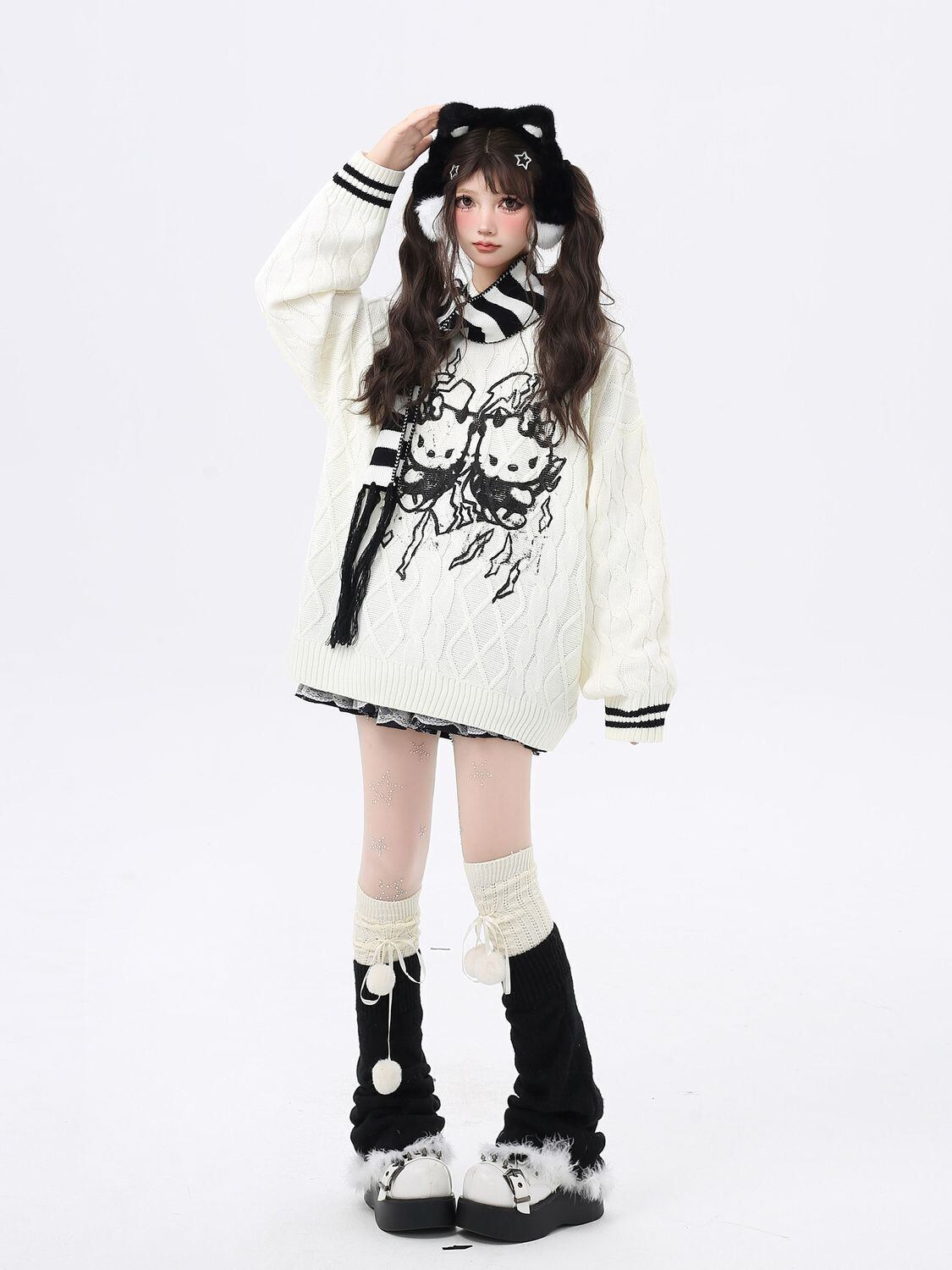 都市ファッショ デザイン オシャレ 目を奪われる 2色選択 ニットトップスE-9833