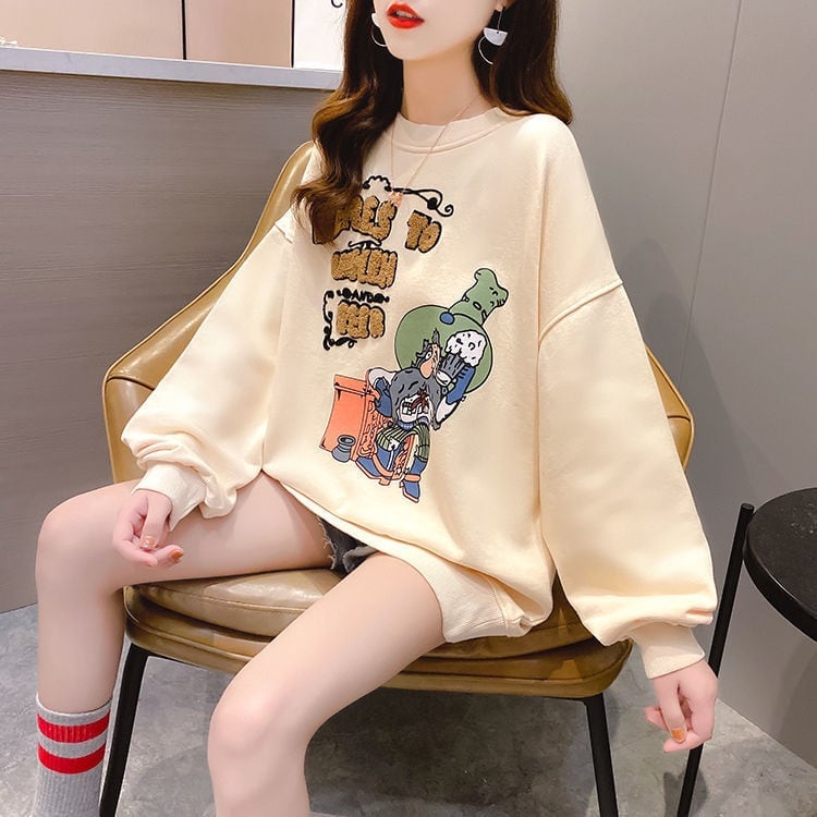 定番シンプル プリント カジュアル 4色選択 スウェットE-10931