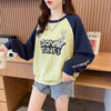 合わせやすい刺?ロゴゆったり厚手ラグランスリーブ   スウェット全2色E-4613