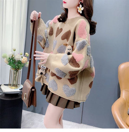 着回し力抜群 スタイルアップ 大人可愛い カジュアル 2色選択ニットトップスE-10582