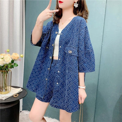 レトロ ジャケット＋ショートパンツ 高級感溢れる セットアップE-6718