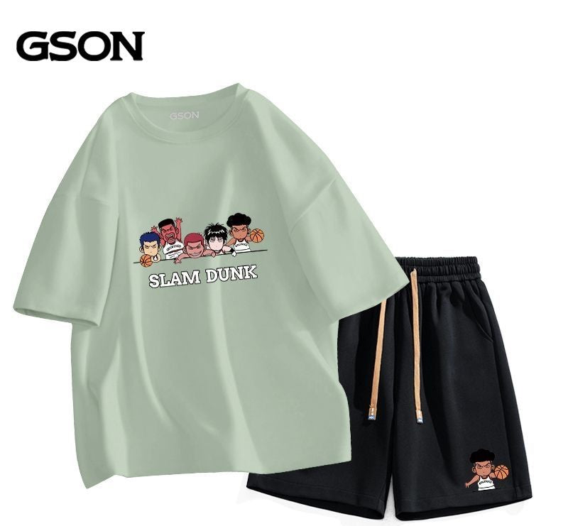【人気ランキングNO.4】目惚れ 切り替え Tシャツ＋ショートパンツ セットアップ-A2702