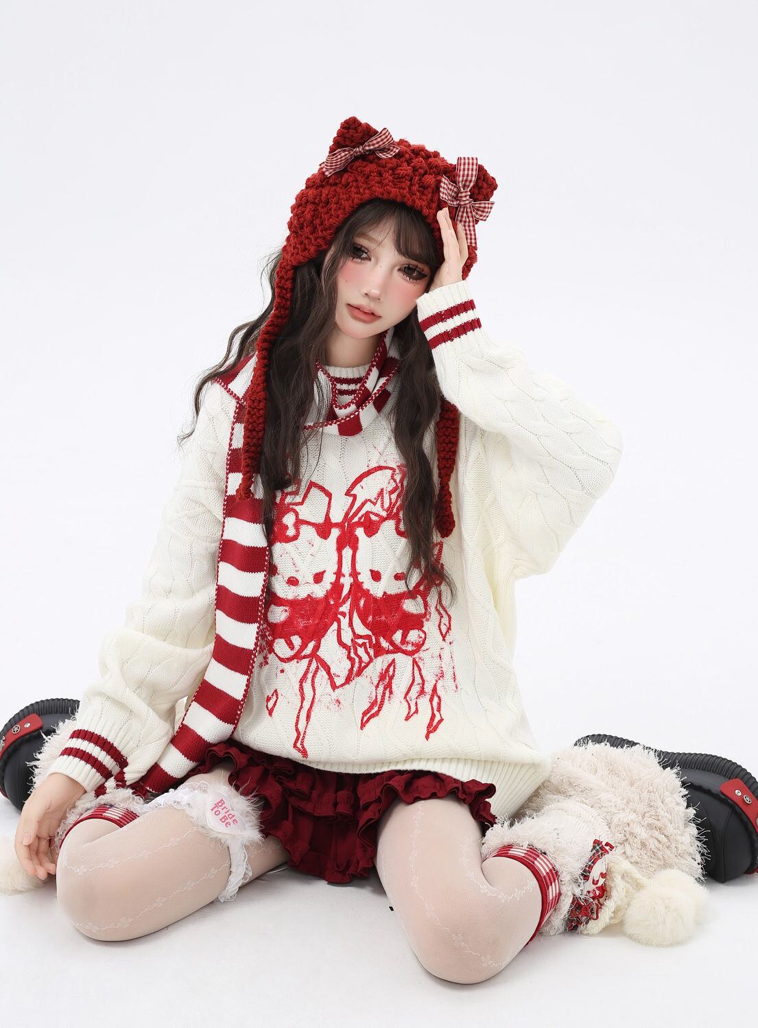 都市ファッショ デザイン オシャレ 目を奪われる 2色選択 ニットトップスE-9833