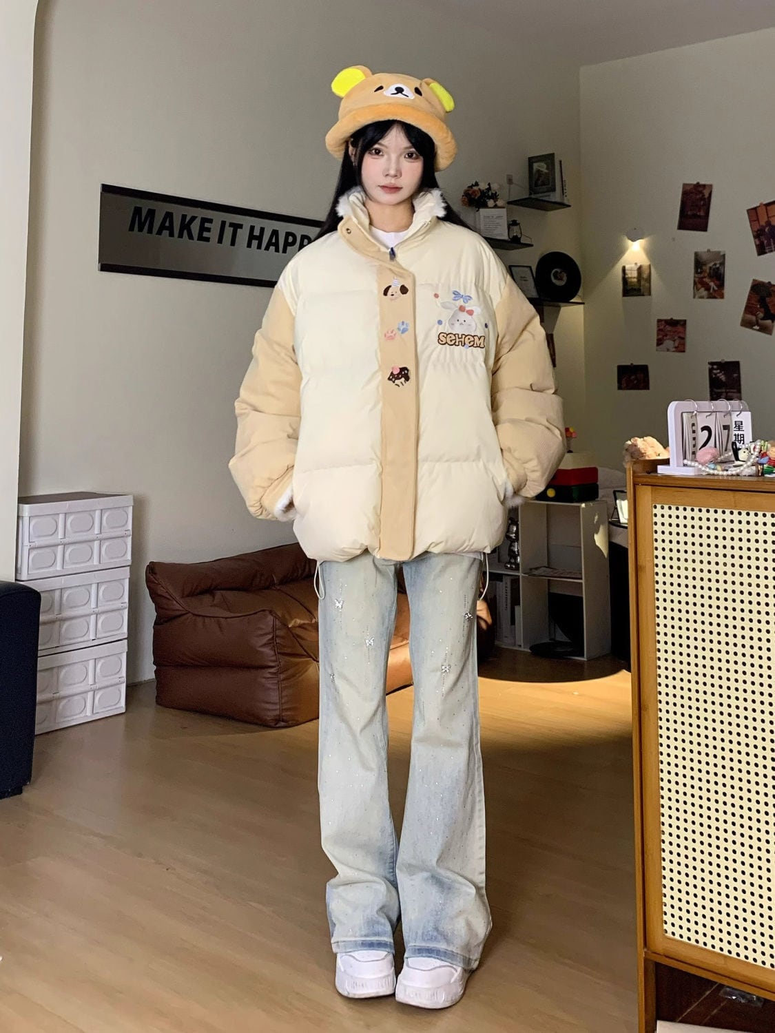 大人可愛い スタイルアップ 激売れ中 2色選択 フード付きジッパーコート E-10053