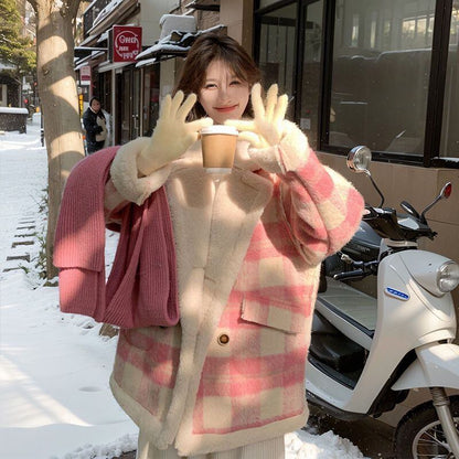 気質アップ カジュアル 柔らかくて優しい印象 ラムフリース コート ボアジャケット E-10570