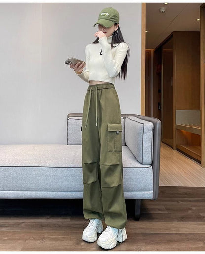 存在感抜群 定番シンプル トレンドアイテム 4色選択 ルーズストレートカジュアルパンツ E-9817