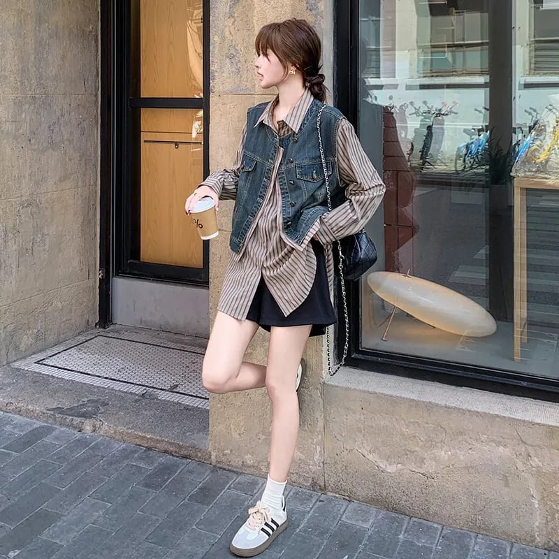 売れ筋 元主役級 美人度アップ 気いっぱい 好感度UP セットアップ ベスト+シャツE-10768