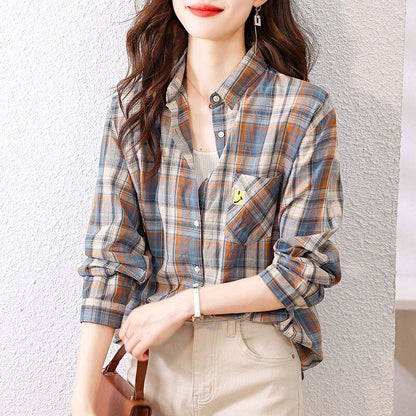 超人気 オシャレ 都市ファッショ デザイン チェック柄 切り替え Tシャツ E-9514