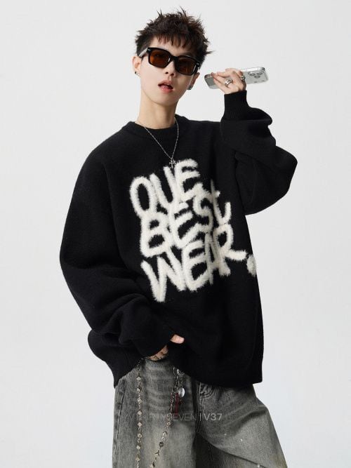 大人可愛い ファッション感満々 切り替え 3色選択 男女兼用 ニットE-12550