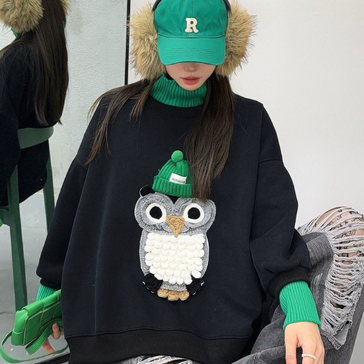 着回し力抜群　絶対流行  個性的なデザイン トレンドアイテム 2色選択 スウェットE-12316