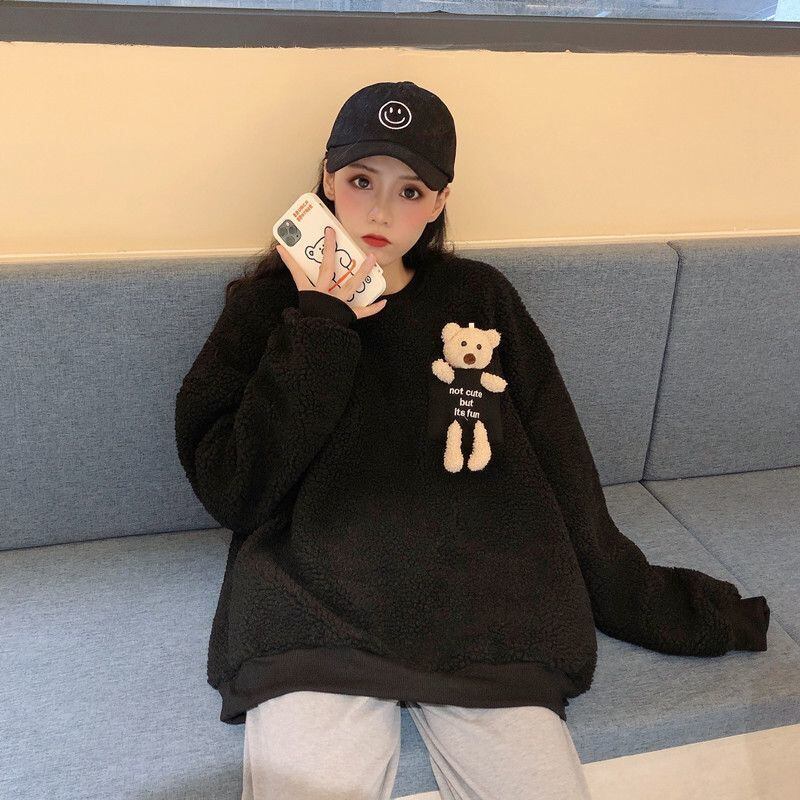【裏起毛】好感度UP 長袖 キュート スウェット パーカー トップスE-10144