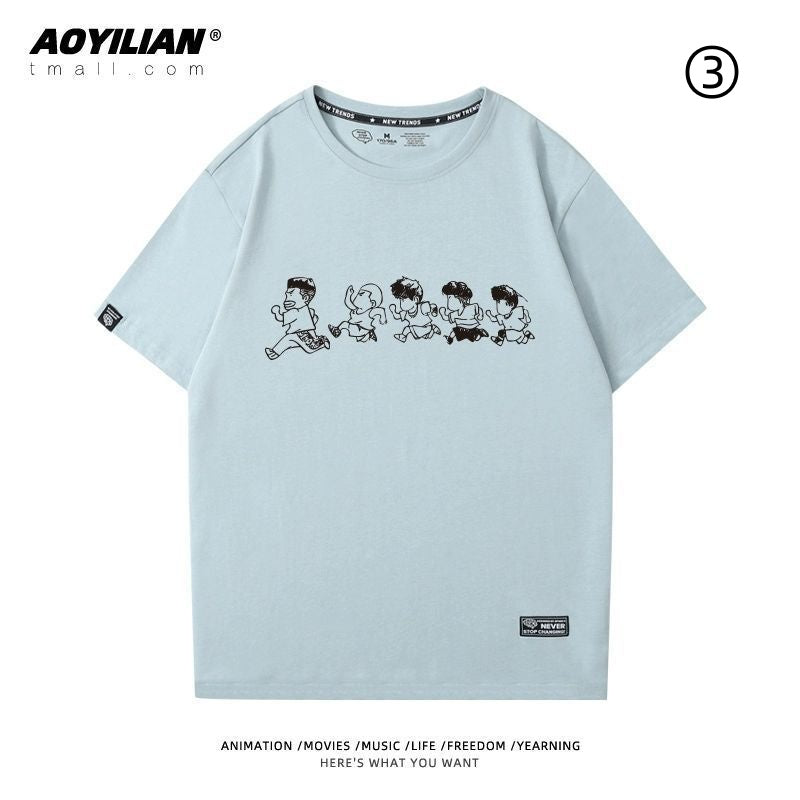 好感度UP　絶対流行　着回し力抜群　おすすめ プリントロゴ 半袖 Tシャツ-A2469