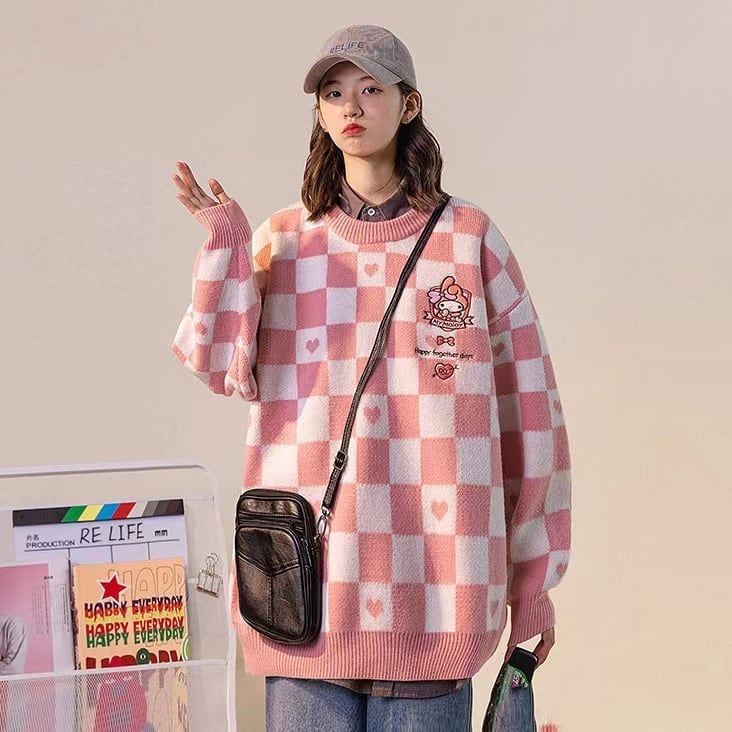 人気新作チェック柄刺?ロゴニットセータートップス全3色E-4332