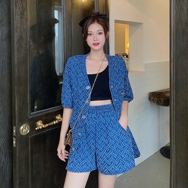 レトロ ジャケット＋ショートパンツ 高級感溢れる セットアップE-6718