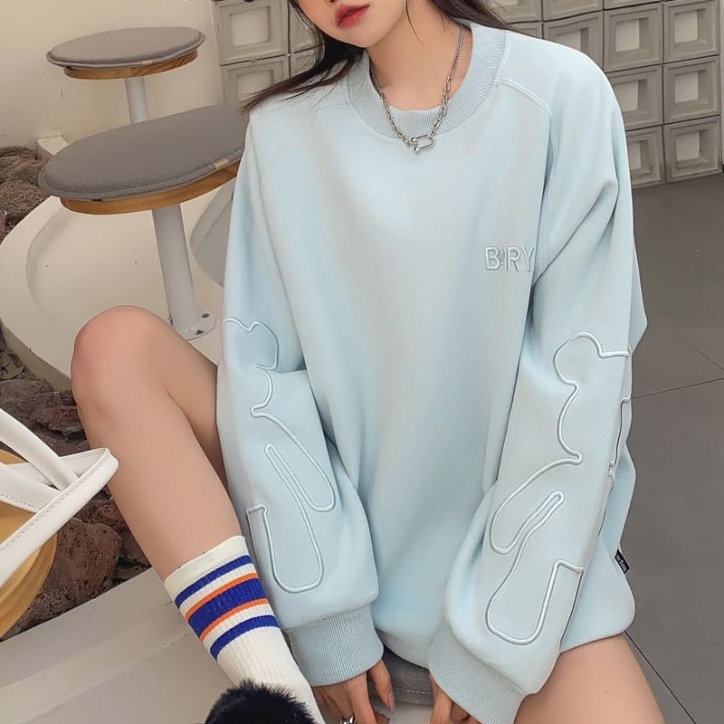 女子マスト刺?ロゴ厚手スウェット全4色E-4478