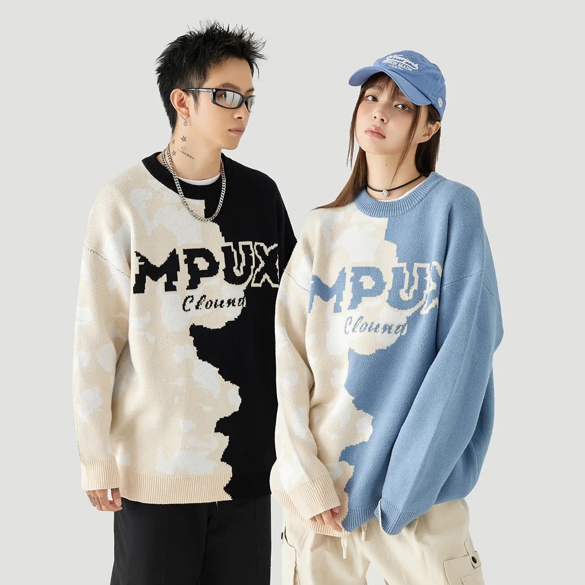 主役級 ファッション感満々 切り替え 2色選択 男女兼用 スウェットE-12540