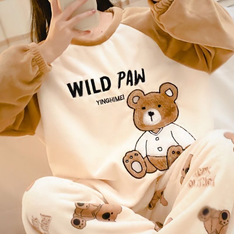 新商品 デザイン性抜群 大人可愛い 着心地良い 4種選択 コーラルベルベットパジャマ トップス+パンツセット E-9765