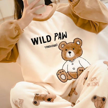 新商品 デザイン性抜群 大人可愛い 着心地良い 4種選択 コーラルベルベットパジャマ トップス+パンツセット E-9765