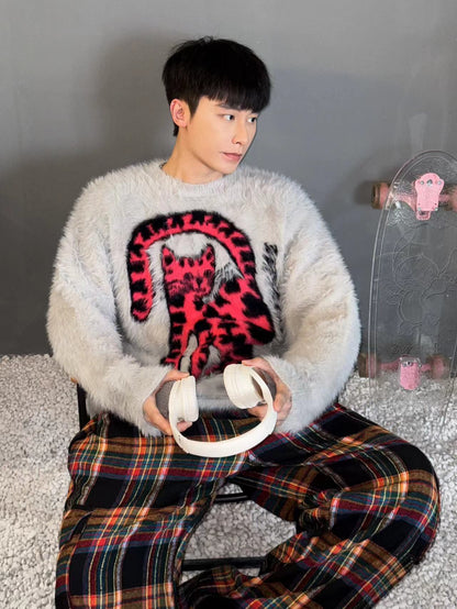 存在感抜群 個性的なデザイン トレンドアイテム 2色選択 ニットセーター 男女兼用E-9758