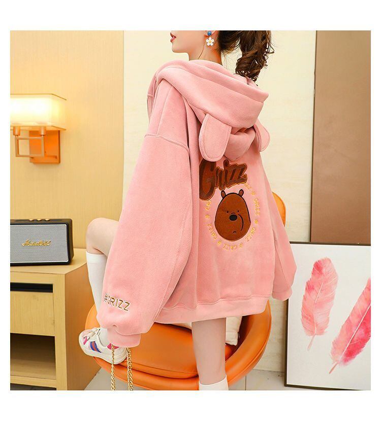 超人気 キュート 快適トップス カジュアル 刺繍 2色選択 フリース コート ボアジャケットE-9807