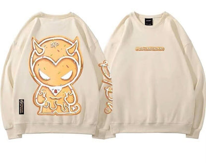 主役級グラフィックプリントユニセックスオーバーサイズスウェット三色ありE-4198