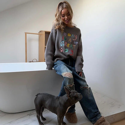 優れた品質 ファッション 知的な雰囲気と女性らしい華やかさもあり 2色選択 ニットトップスE-10694