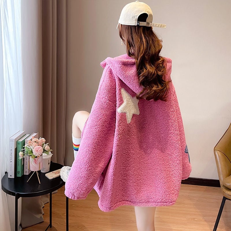 流行新作 美人度アップ 目を奪われる カジュアル 3色選択 ラムフリース コート ボアジャケットE-9792