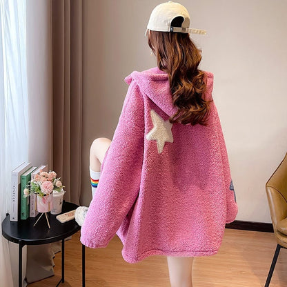 流行新作 美人度アップ 目を奪われる カジュアル 3色選択 ラムフリース コート ボアジャケットE-9792