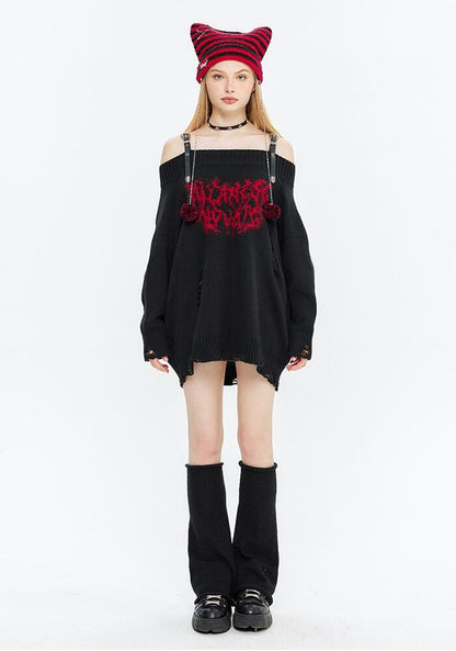 人気上昇中 ファッション感満々 高見えデザイン 全2色 オフショル風 ニットトップスE-9599