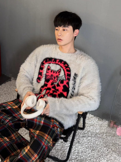 存在感抜群 個性的なデザイン トレンドアイテム 2色選択 ニットセーター 男女兼用E-9758