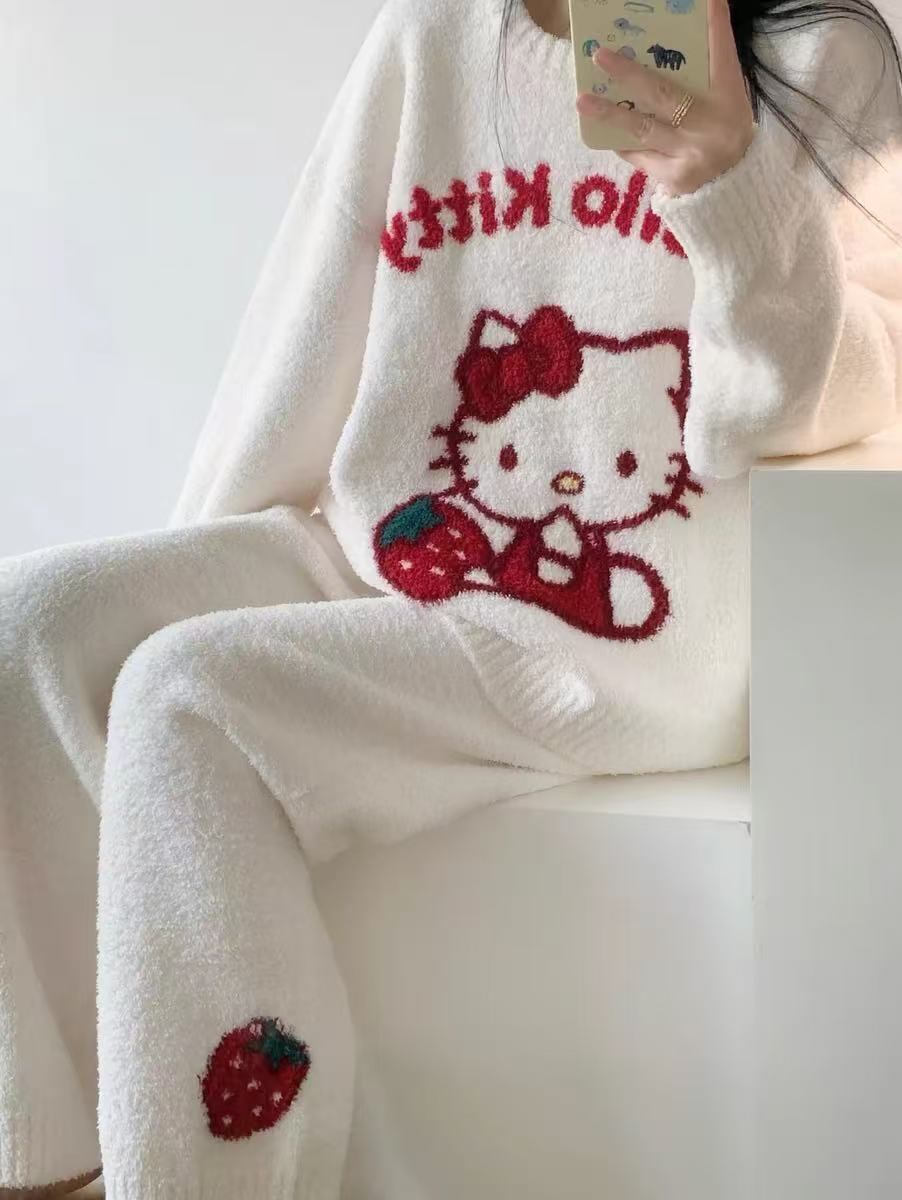 【人気急上昇中！】柔らかな肌触りで着心地も楽ちん！モコモコ パジャマ ルームウェア 上下セットE-10159