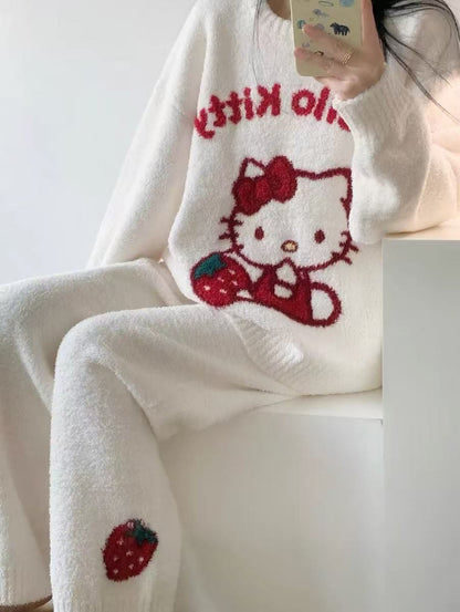 【人気急上昇中！】柔らかな肌触りで着心地も楽ちん！モコモコ パジャマ ルームウェア 上下セットE-10159