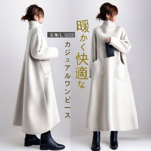 デザイン感抜群レイヤード風ゆったり全2色ケープコートE-12217