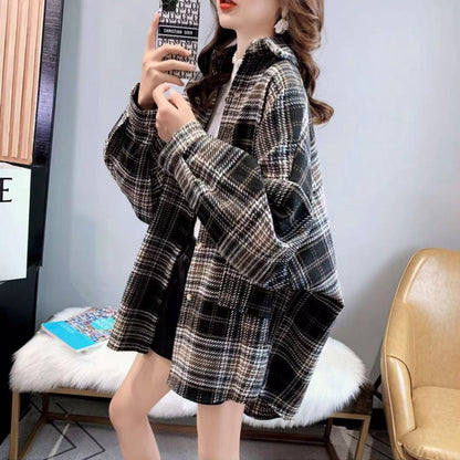 超人気 オシャレ 都市ファッショ デザイン 定番シンプル チェック柄 シャツ E-9646