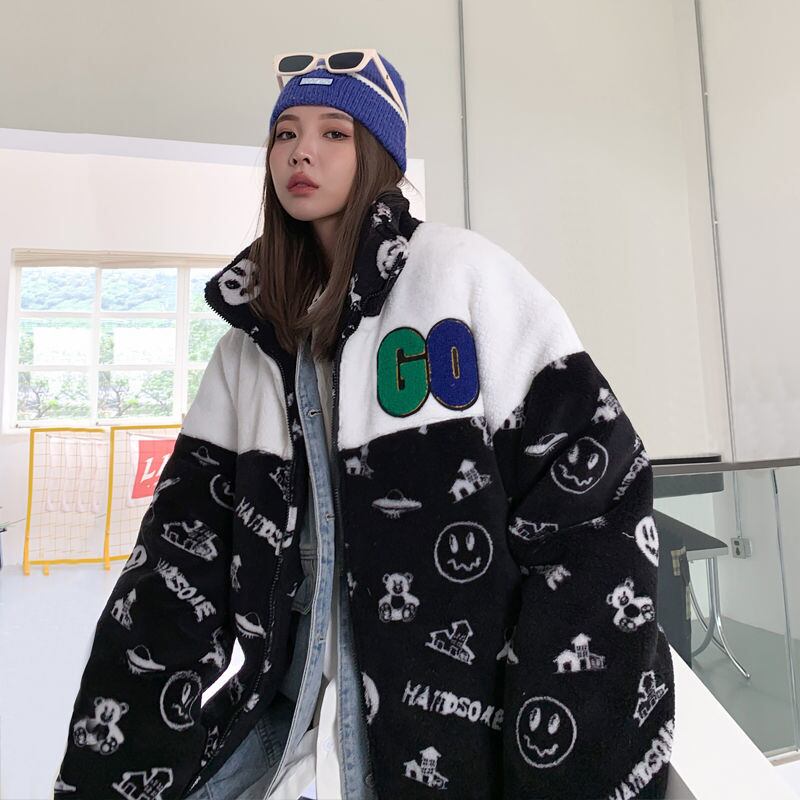 大人の定番シンプル 2色選択 カジュアル ラムフリース コート ボアジャケットE-10011