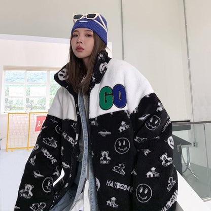 大人の定番シンプル 2色選択 カジュアル ラムフリース コート ボアジャケットE-10011