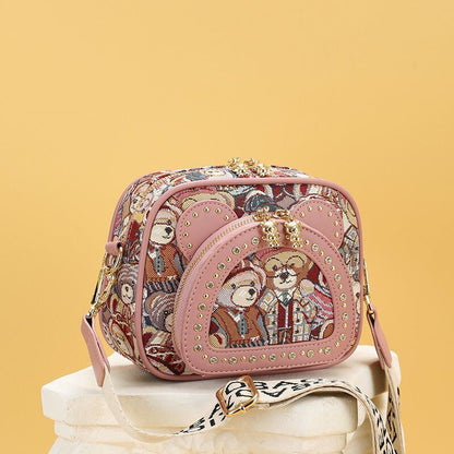 新商品 存在感のある 人気上昇中 キュート ファッション 3色選択可 ベアパターンショルダーバッグE-9860