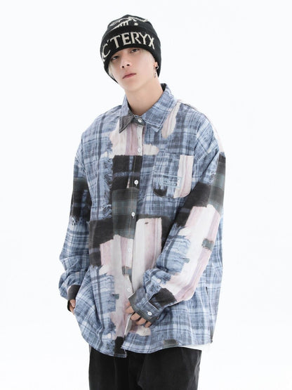 スタイルアップ カジュアル 個性的なデザイン チェック柄 全3色 カップル シャツ E-9165