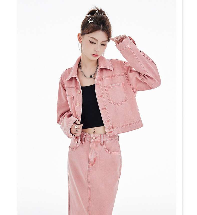 カジュアル 長袖 定番シンプル ジャケット＋スカート セットアップ E-10943