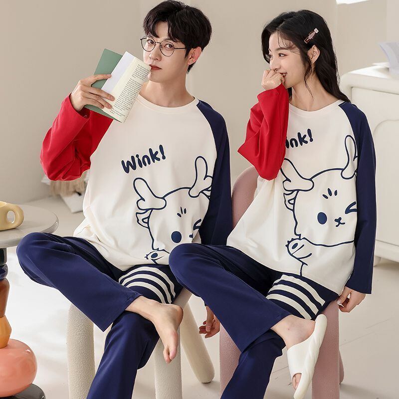 絶対欲しい 肌触り抜群 アクティブも綺麗も叶う キュート カップルパジャマ E-9484