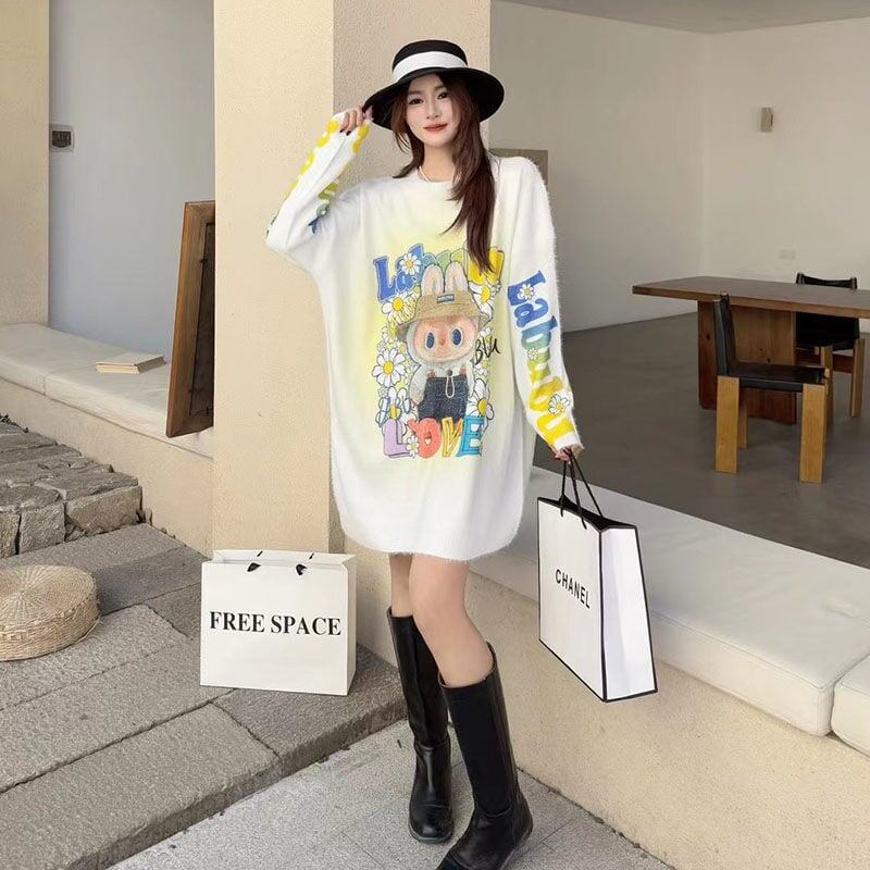 大人可愛い プラスベルベット デザイン性抜群 ニットE-10306