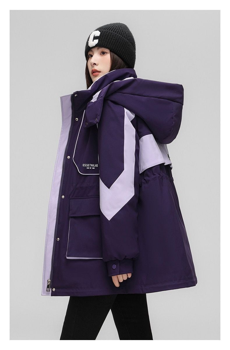 ファッション 4色選択 スタイルアップ フード付きジッパーコート E-10012