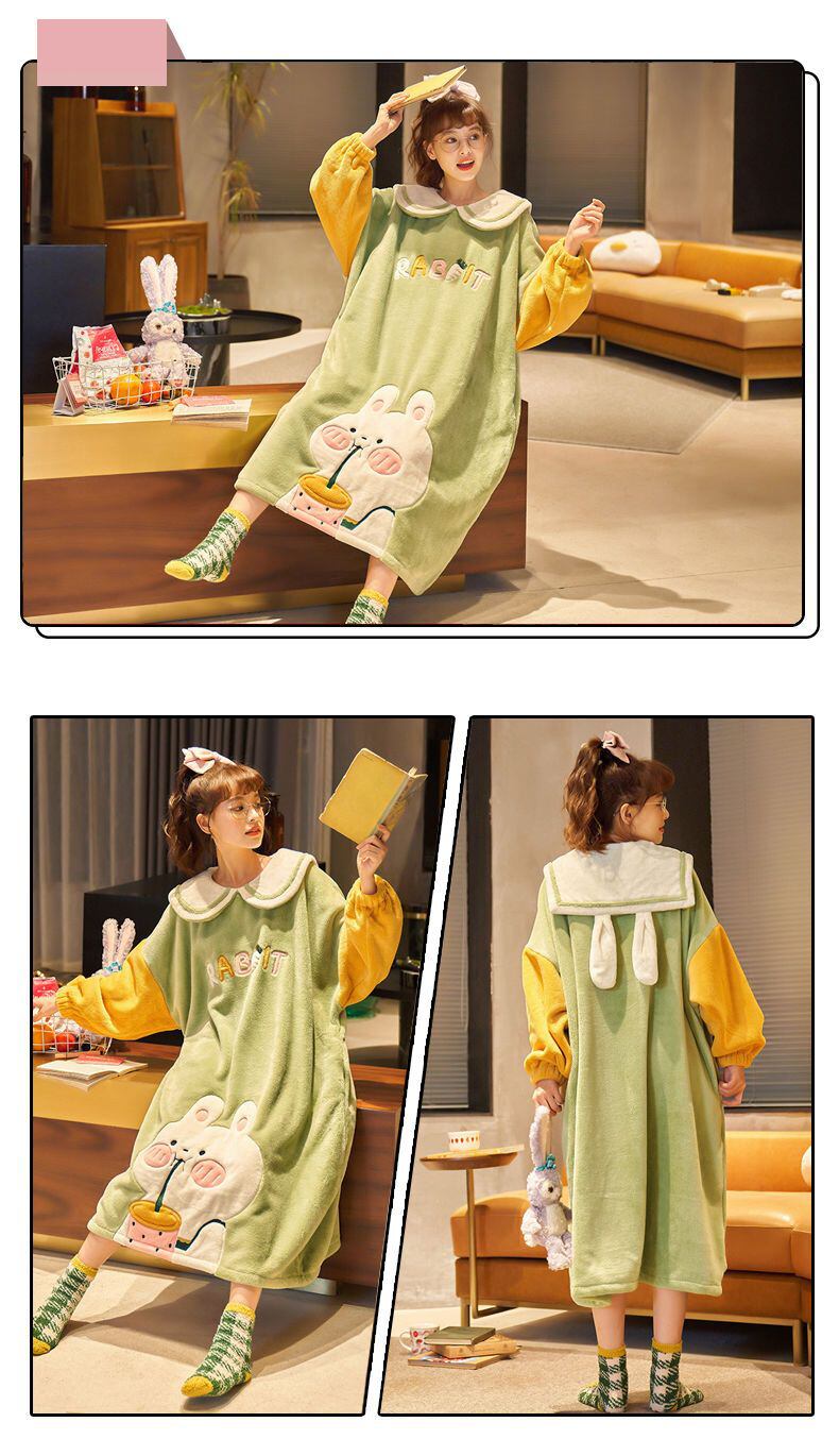 柔らかな肌触りで着心地も楽ちん！コーラルベルベットパジャマ女性冬プラスベルベットと厚みのある  4種選択 パジャマE-9750