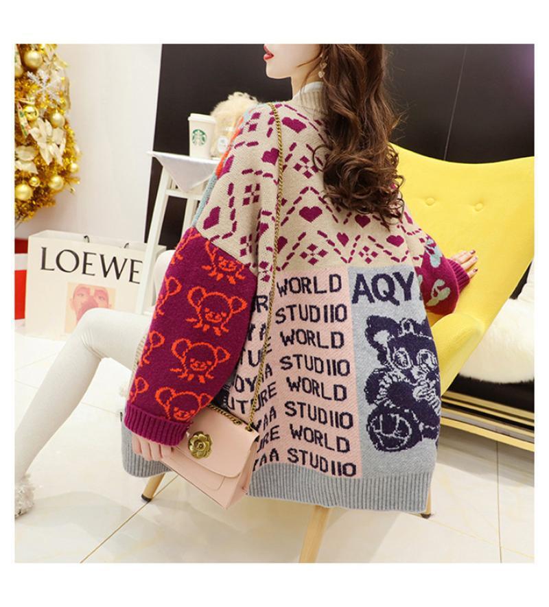 ルーズレイジースタイル漫画セーターカーディガントE-5021