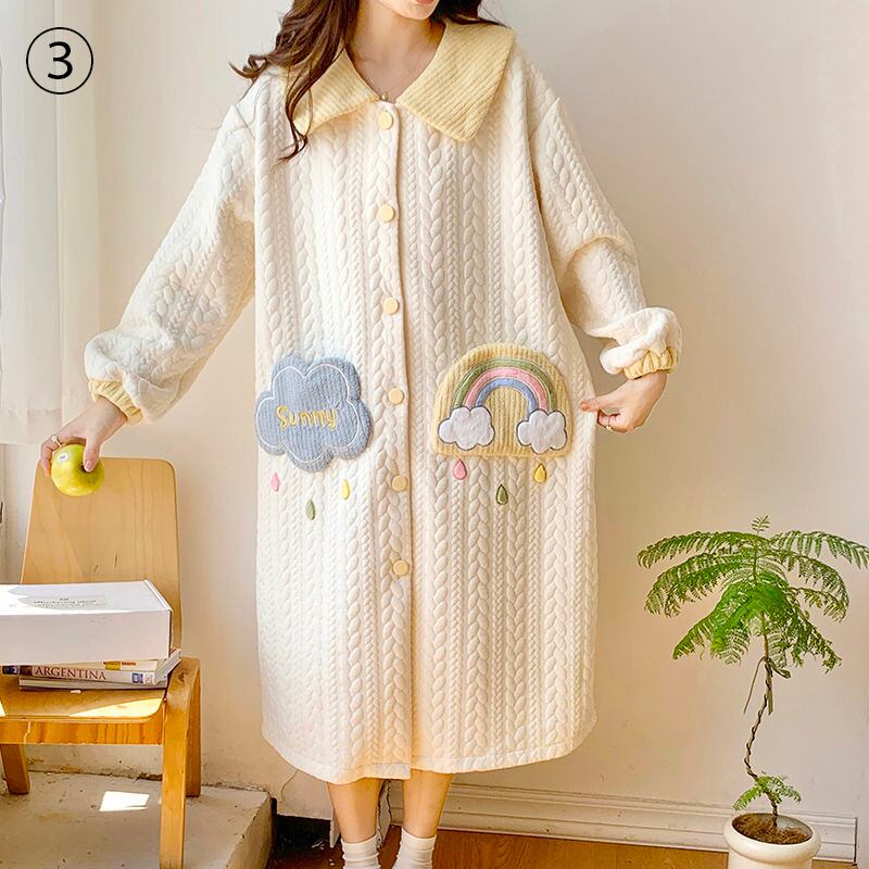 超人気 スウィート キュート 着心地良い 3 層の綿ラミネート ホームウェア パジャマE-9690