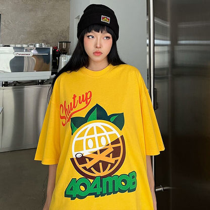 話題沸騰中 おしゃれ度高め 活躍する優秀アイテム プリント 半袖 Tシャツ E-9325