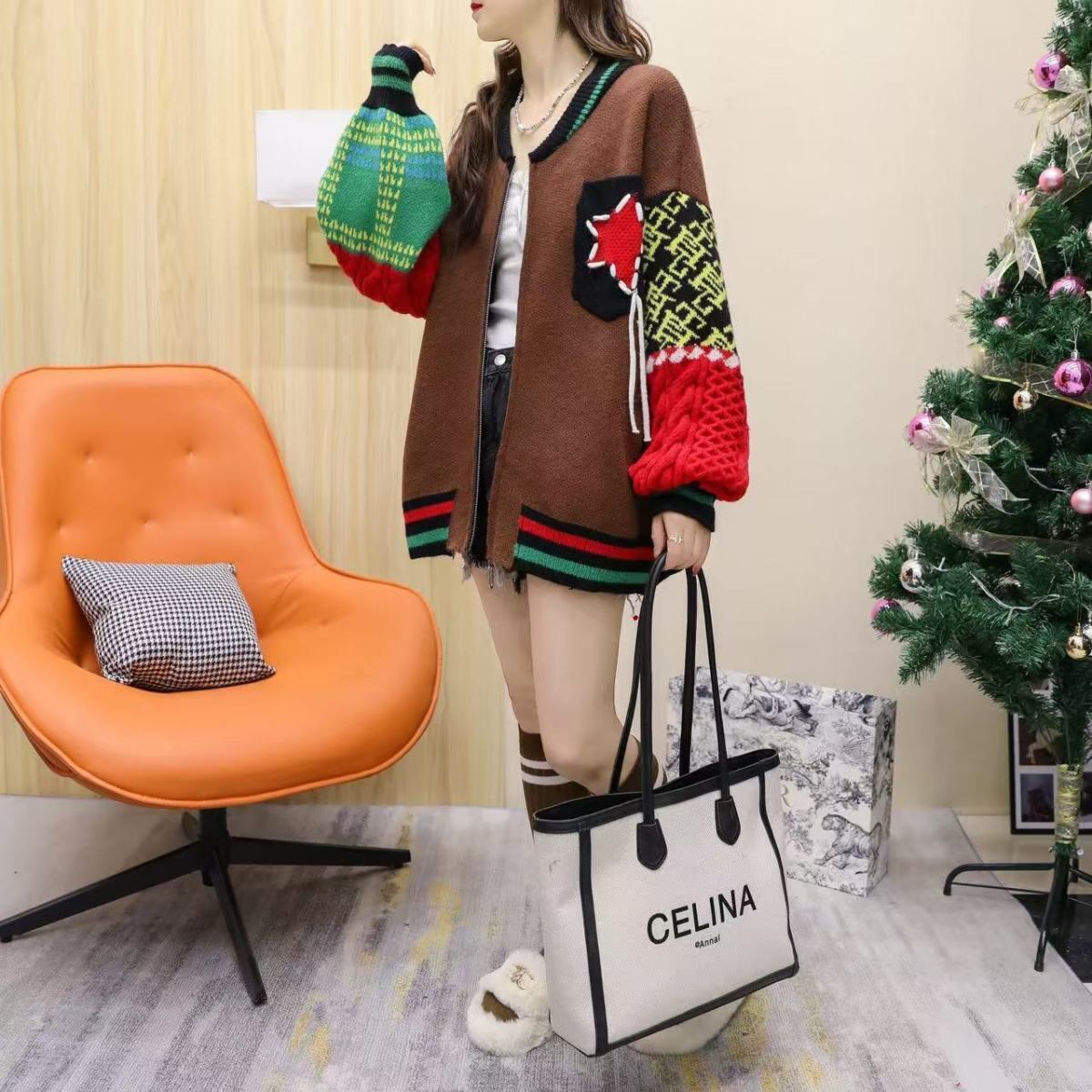 絶対欲しい 高見えデザイン 快適トップス ストライプ柄 4色選択 ニットトップスE-10025