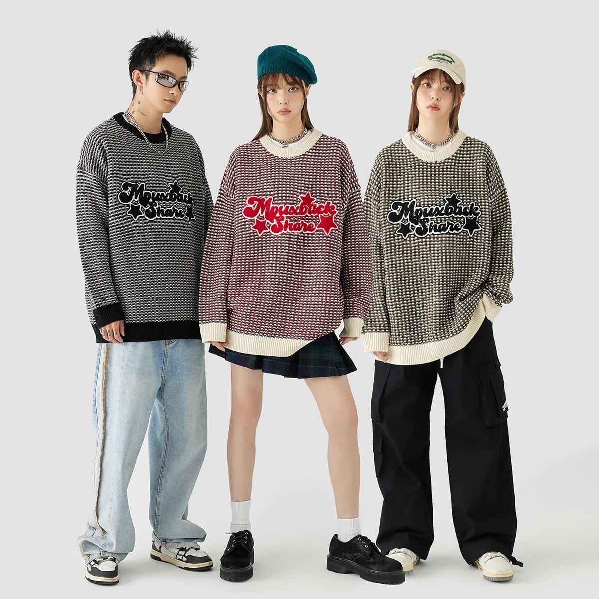 スウィート ファッション感満々 切り替え 3色選択 男女兼用 スウェットE-12539