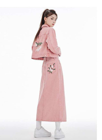 カジュアル 長袖 定番シンプル ジャケット＋スカート セットアップ E-10943